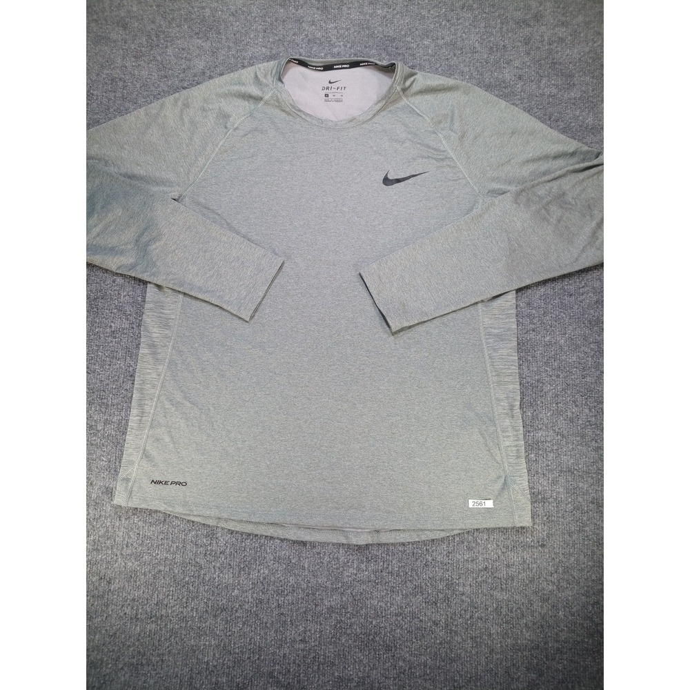 Nike Pro Dri-FIT Mens XL Long Sleeve Training Shirt Gray Athletic Workout